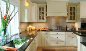 what color cabinets with black granite countertops