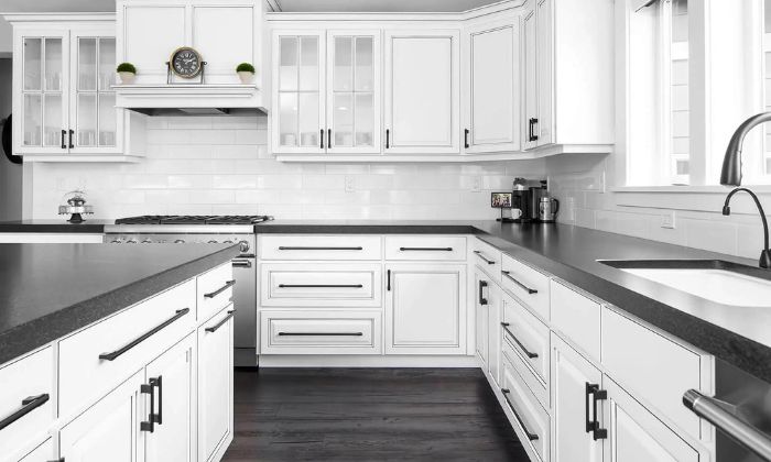 White Cabinets & Dark Countertops