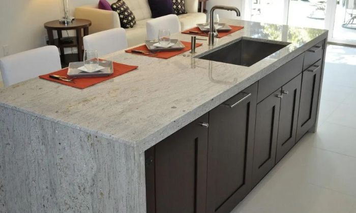 white and gray granite countertops