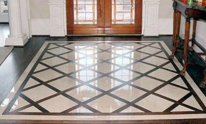 Marble Floor Design With Diamond Motif