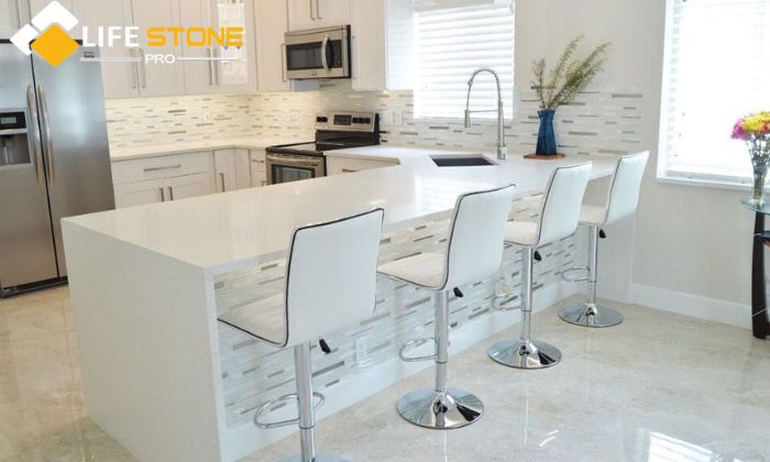 White Quartz Countertops with Sparkle