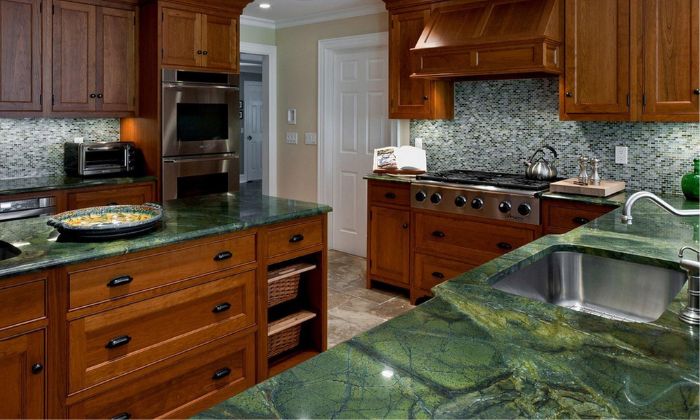 green marble countertops