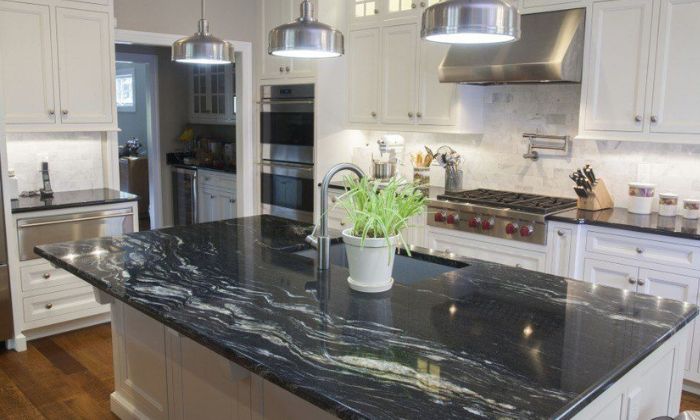 black and white marble countertop